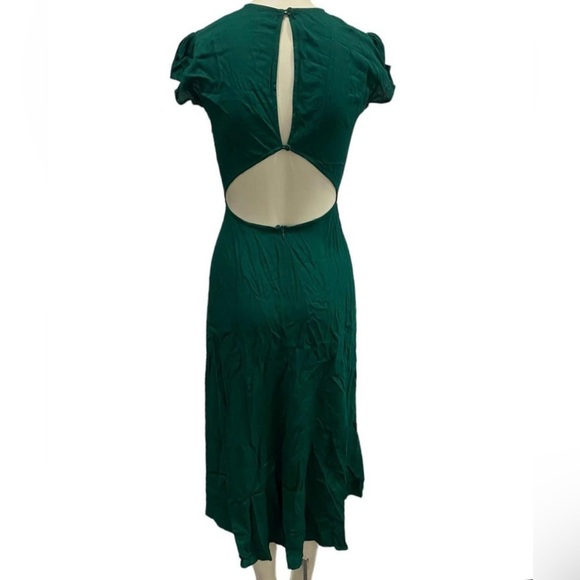 Reformation sz 4 Gavin Dress Elegant Emerald Green opens back detail great cond - Picture 10 of 14